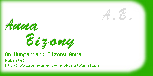 anna bizony business card